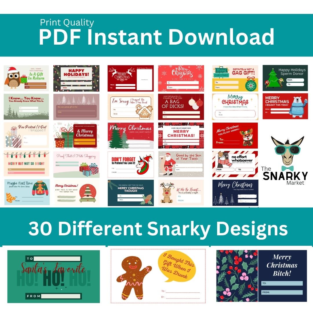 Printable Christmas Present Gift Tags Funny Inappropriate Snarky PDF
