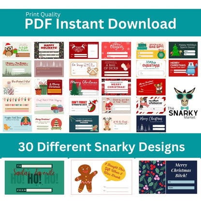 Printable Christmas Present Gift Tags Funny Inappropriate Snarky PDF