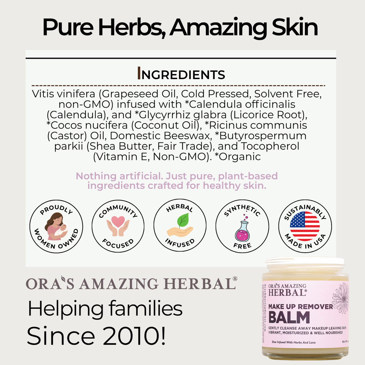Makeup Remover Balm 4oz Informative Ingredient Tile
