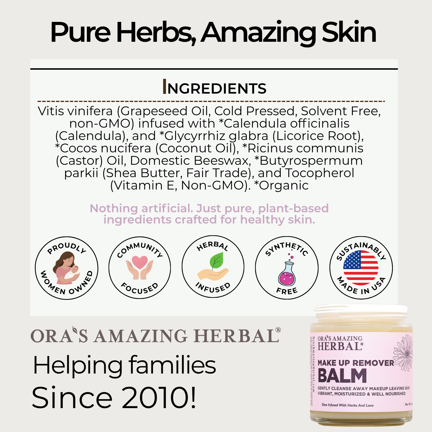 Makeup Remover Balm 4oz Informative Ingredient Tile