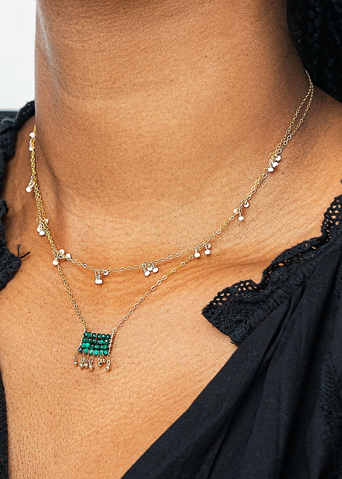 Malachite gold necklace, ethical handmade jewelry &amp; gifts online at Petite Protea