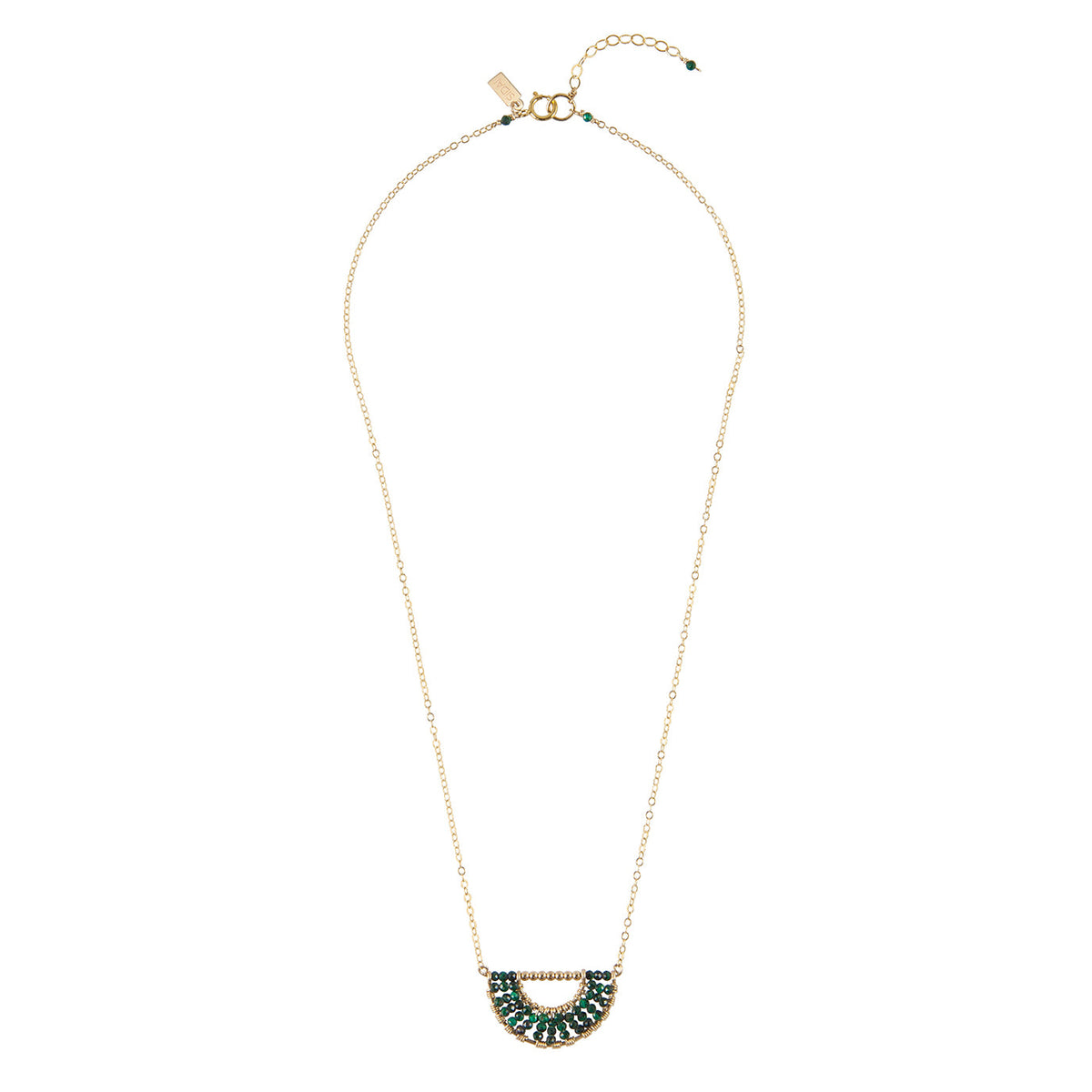 Handmade malachite half moon necklace, ethical artisan jewelry — Petite Protea Chicago