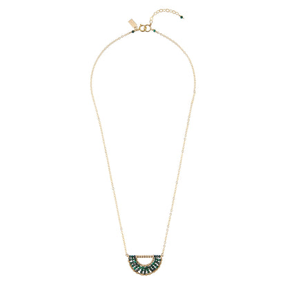 Handmade malachite half moon necklace, ethical artisan jewelry — Petite Protea Chicago