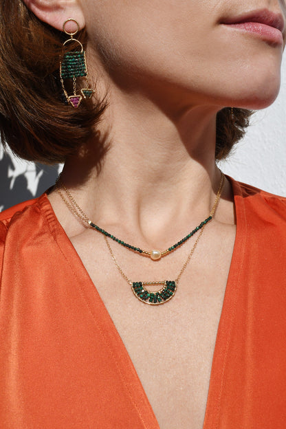 Malachite gold artisan necklace, curated gifts in Chicago at Petite Protea