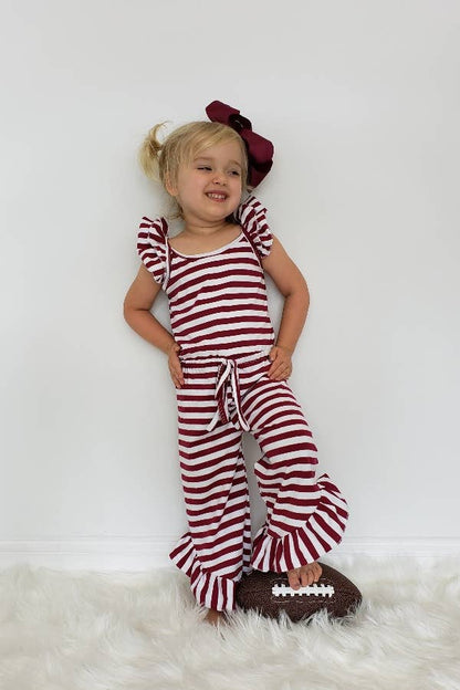 Maroon Striped Girls Romper