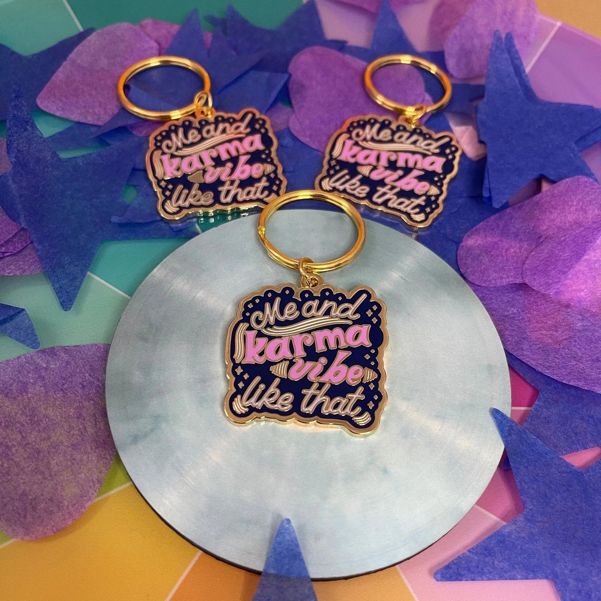 Me and Karma Vibe Like That enamel keychain - MangoIllustrated - Accessories