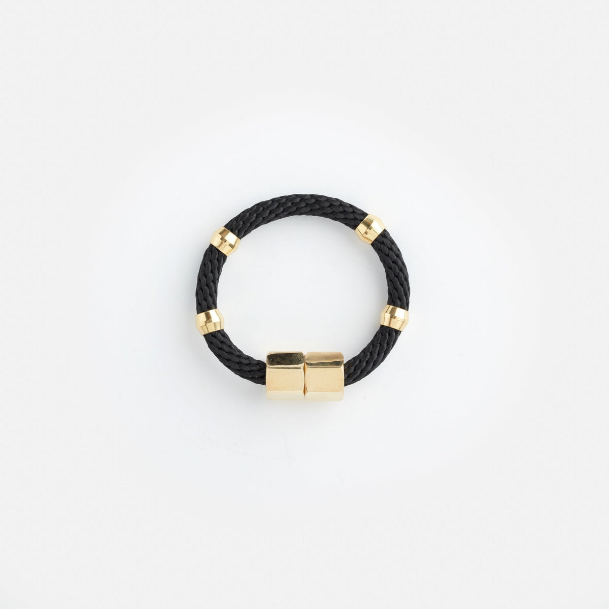 black repurposed bracelet of rope and brass, ethically handmade chicago jewelry at Petite Protea