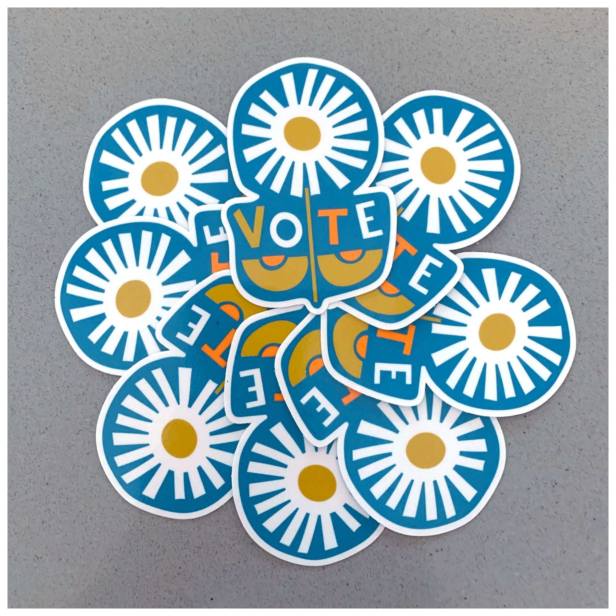 Daisy Vote Sticker Mid centiry Hand Drawn Sttle