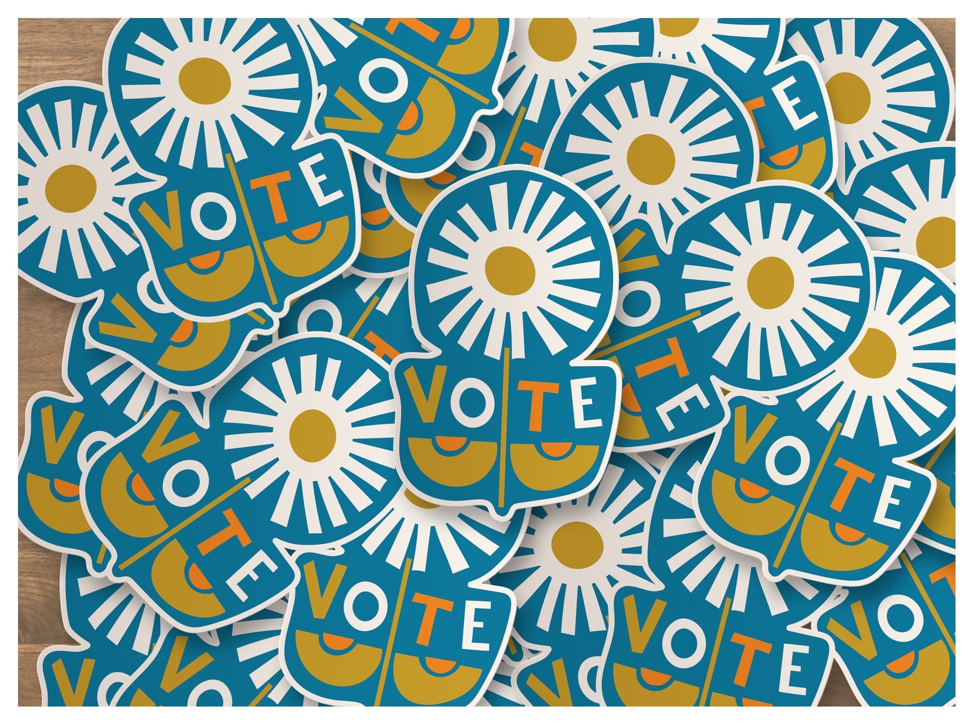 Daisy Vote Sticker Mid centiry Hand Drawn Sttle