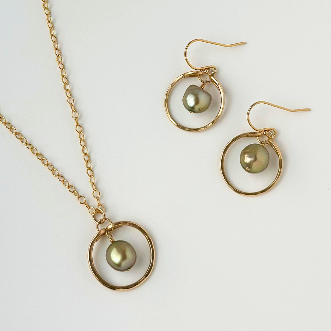 Mini Green Pearl Goddess Necklace