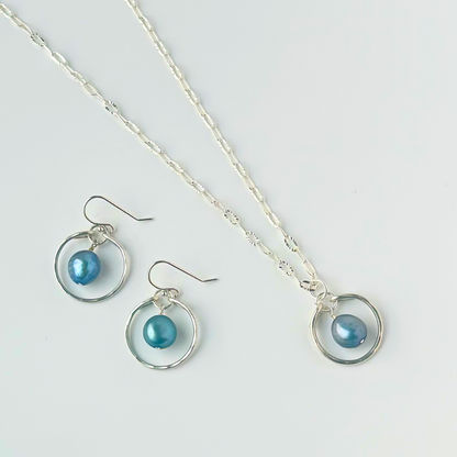 Mini Blue Pearl Goddess Necklace