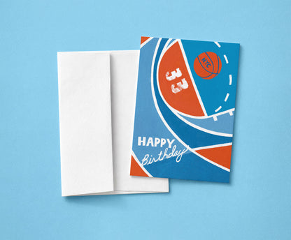 Basketball Greeting Card | NYC Basketball Happy Birthday Card | Hand-Drawn Greeting Card