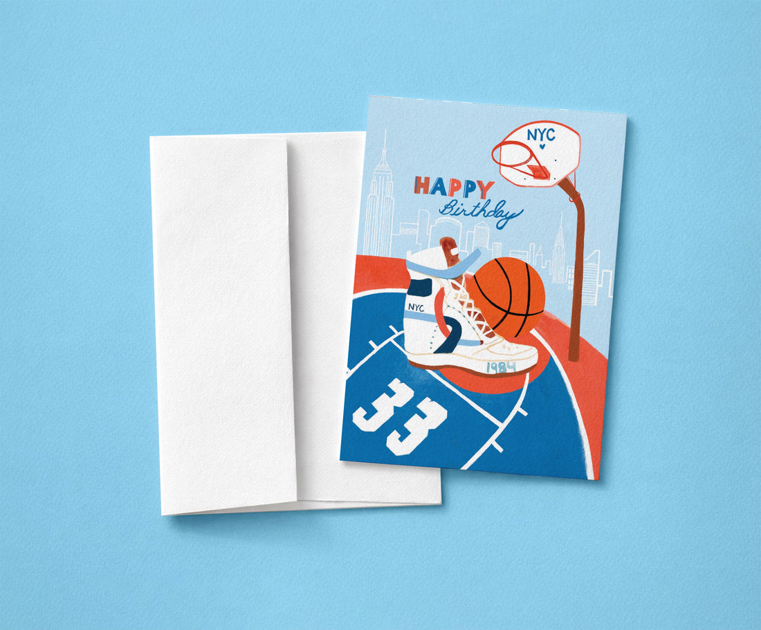 Sneaker Happy Birthday Card | NYC Basketball Greeting Card | New York Skyline