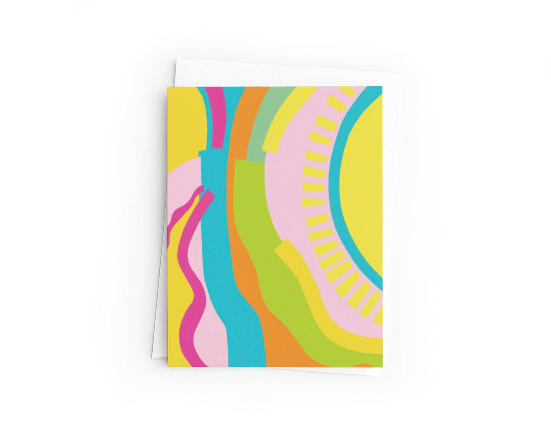 Hand-Drawn Sunshine Abstract Card | Blank Birthday, Thank You Greeting