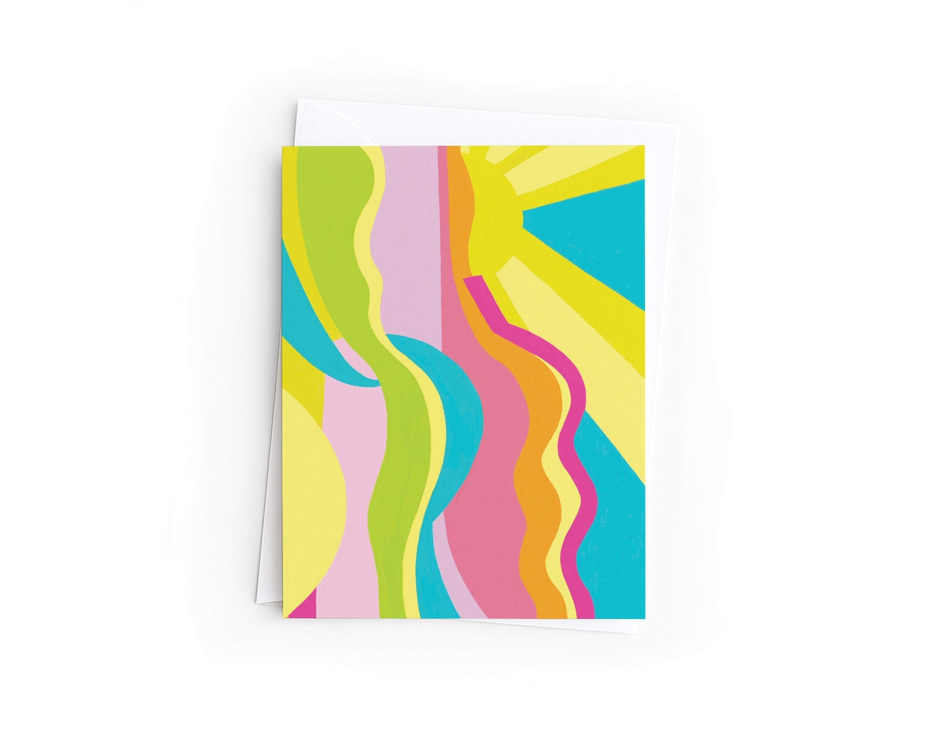 Abstract Sunshine Greeting Card | Hand-Drawn Summer Birthday, Thank You Card