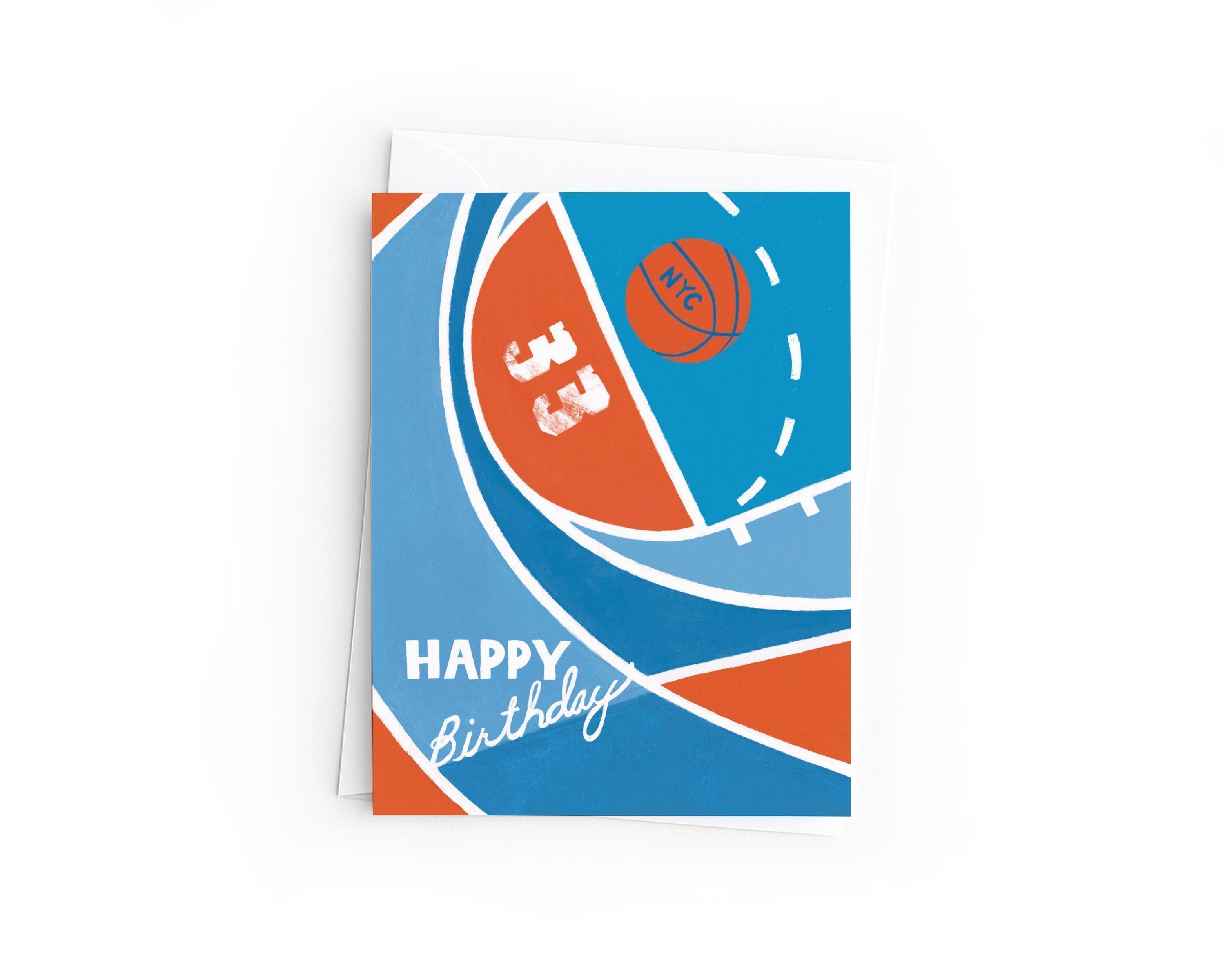 Basketball Greeting Card | NYC Basketball Happy Birthday Card | Hand-Drawn Greeting Card