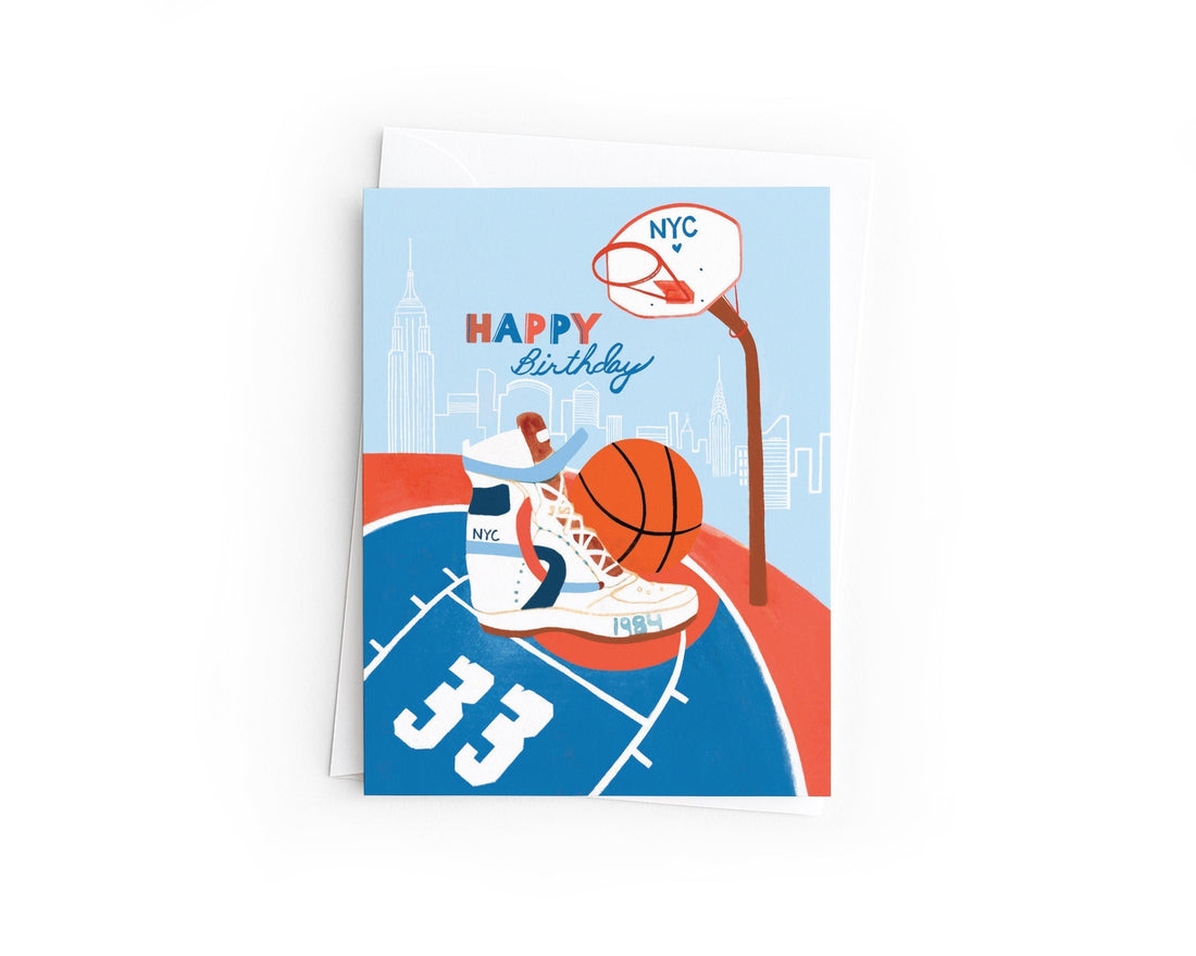 Sneaker Happy Birthday Card | NYC Basketball Greeting Card | New York Skyline