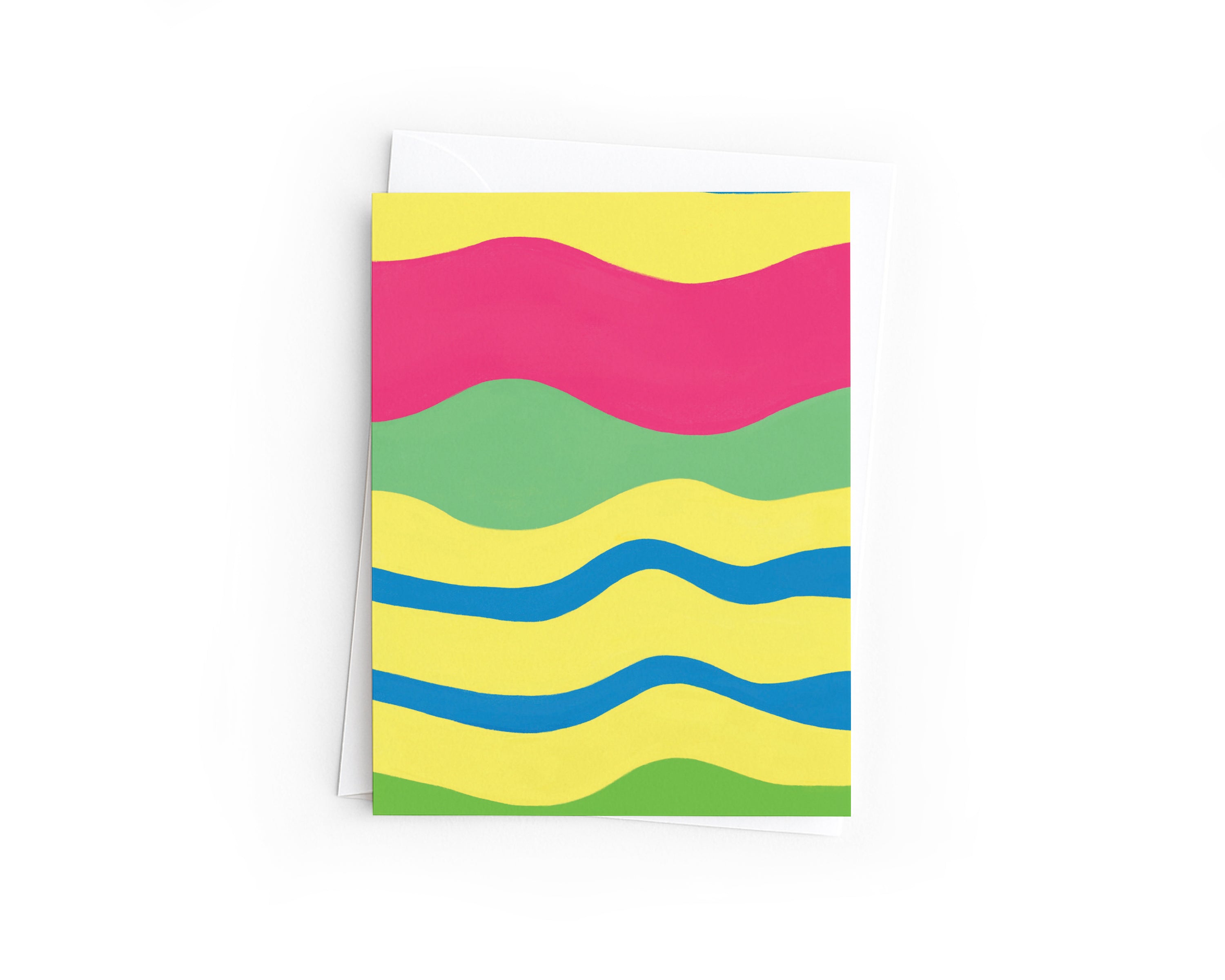 Abstract Wavy Lines Greeting Card | Hand-Drawn Summer Birthday | Thank You Card