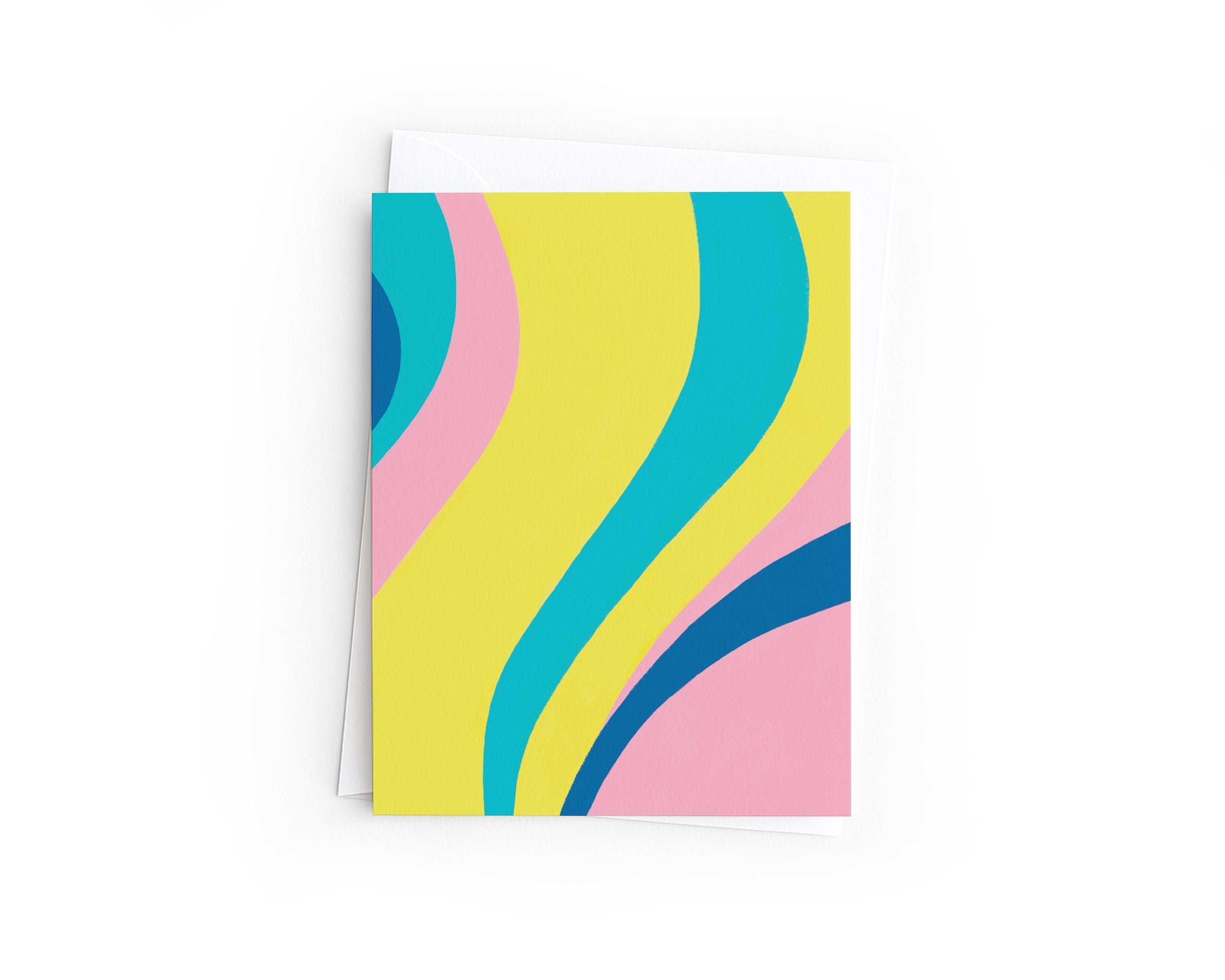 Abstract Wave Greeting Card | Colorful Hand-Drawn Summer Card (A2 Size)