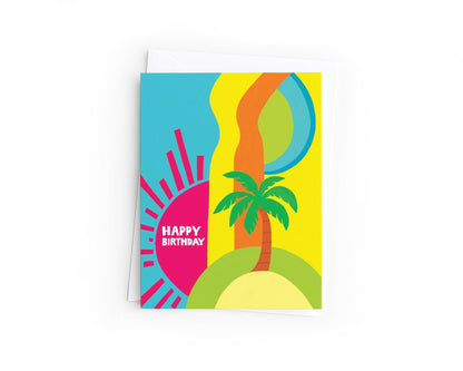 Hand-Drawn Tropical Birthday Card | Colorful Summer Sunshine Greeting