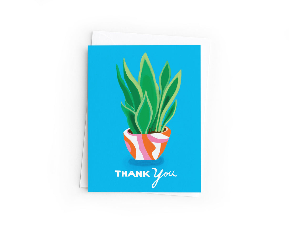 Plant Thank You Card | Hand-Drawn Houseplant | Colorful Botanical Plant