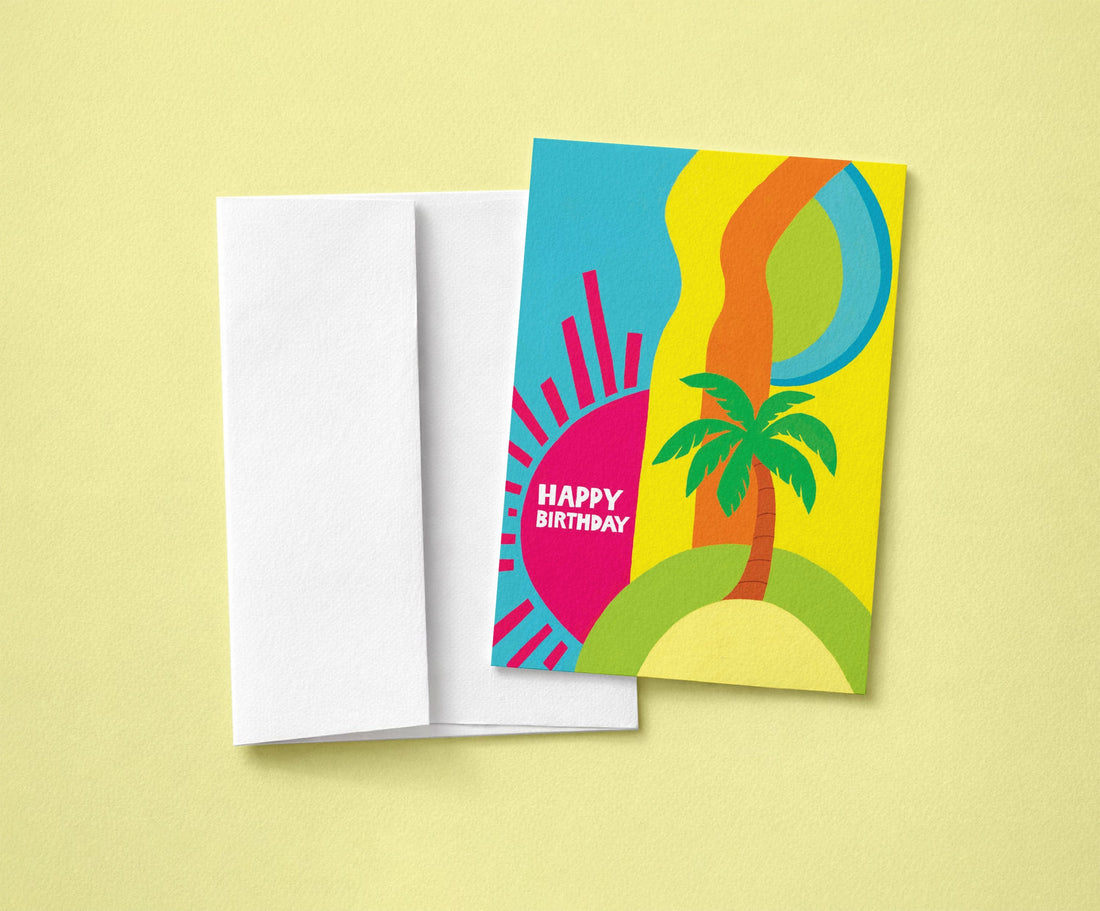 Hand-Drawn Tropical Birthday Card | Colorful Summer Sunshine Greeting