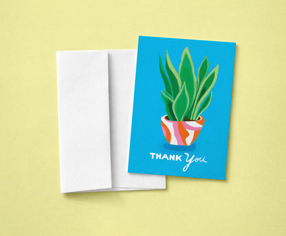 Plant Thank You Card | Hand-Drawn Houseplant | Colorful Botanical Plant