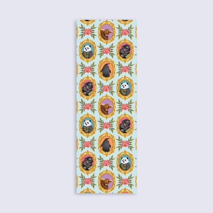 bookmark featuring illustrations of cute baby animals in gold ornate frames