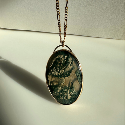 Gold Filled &amp; Moss Agate Pendant