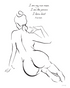 A sensual black line art drawing on a white background depicting a woman seated from behind with hair up. The text reads: "I am my own muse. I am the person I know best." -Frida Kahlo. 