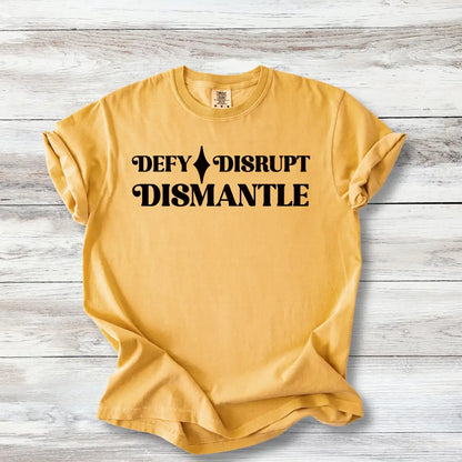 Defy Disrupt Dismantle Shirt, Minimalist Activist Tee