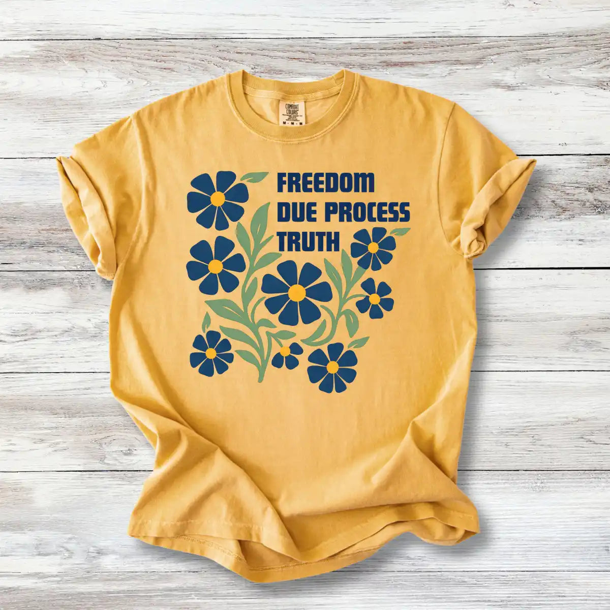 Freedom Due Process Floral T-Shirt, Constitutional Rights Tee