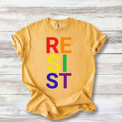 RESIST T-Shirt - Bold Activism Tee for Progressives, Rainbow and Solid Colors