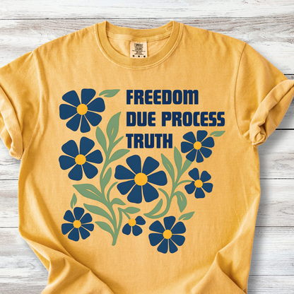 Subtle FDT, Freedom Due Process Floral T-Shirt, Constitutional Rights Tee