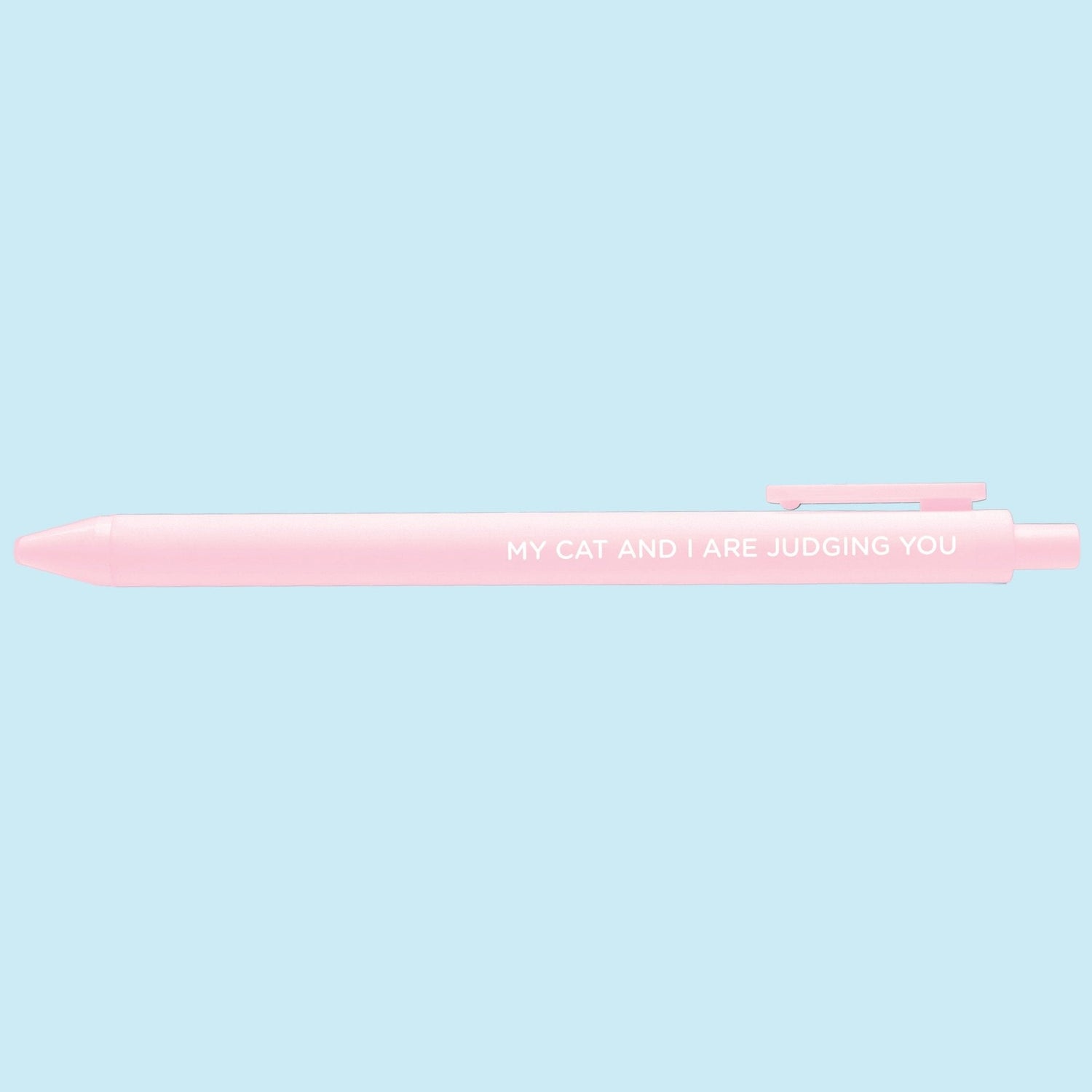 My Cat and I Are Judging You pen detail — cat lover gift pen by MangoIllustrated