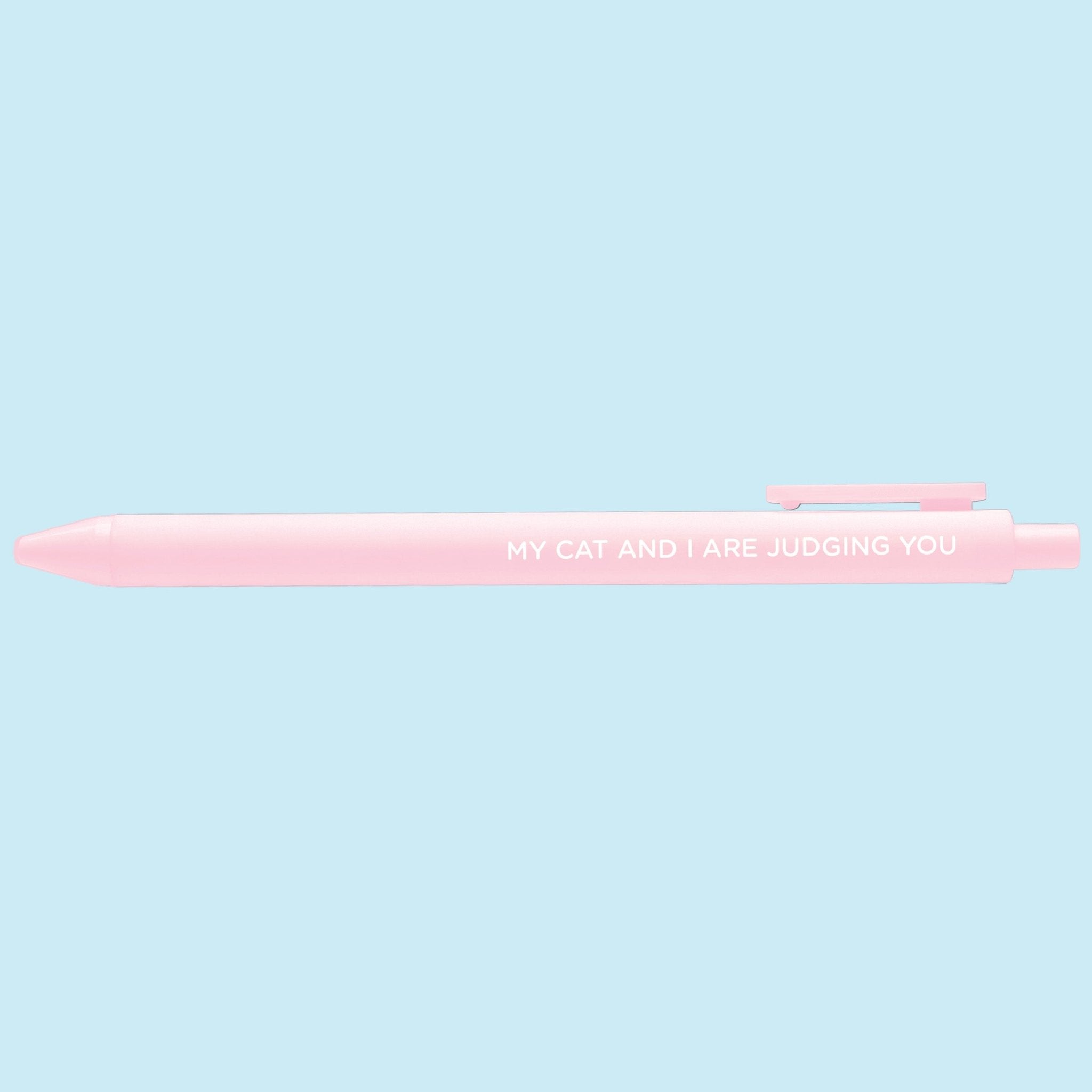 My Cat and I Are Judging You pen detail — cat lover gift pen by MangoIllustrated