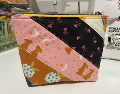 Small Quilted Zipper Pouch | Makeup or Travel Pouch