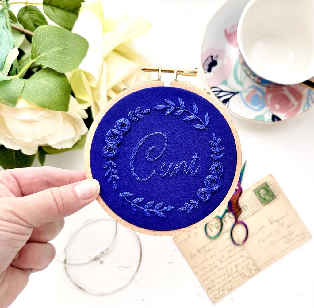 Cunt monochrome embroidery // PDF Pattern Download 4" Hoop