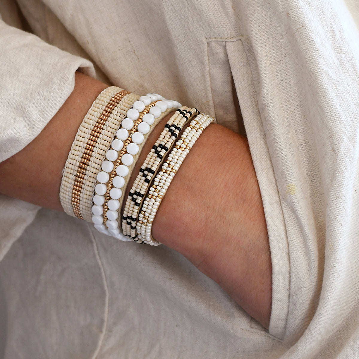 Narrow Stripe Warrior Beaded Bracelet