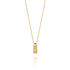 Handmade gold necklace with lavender motif on each side and lapis lazuli bead on a delicate curb chain, ethical artisan jewelry online