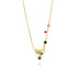 Gold chain necklace with varied natural stones and a conch shell, front closure, handmade in portugal, ethical online jewelry in chicago 
