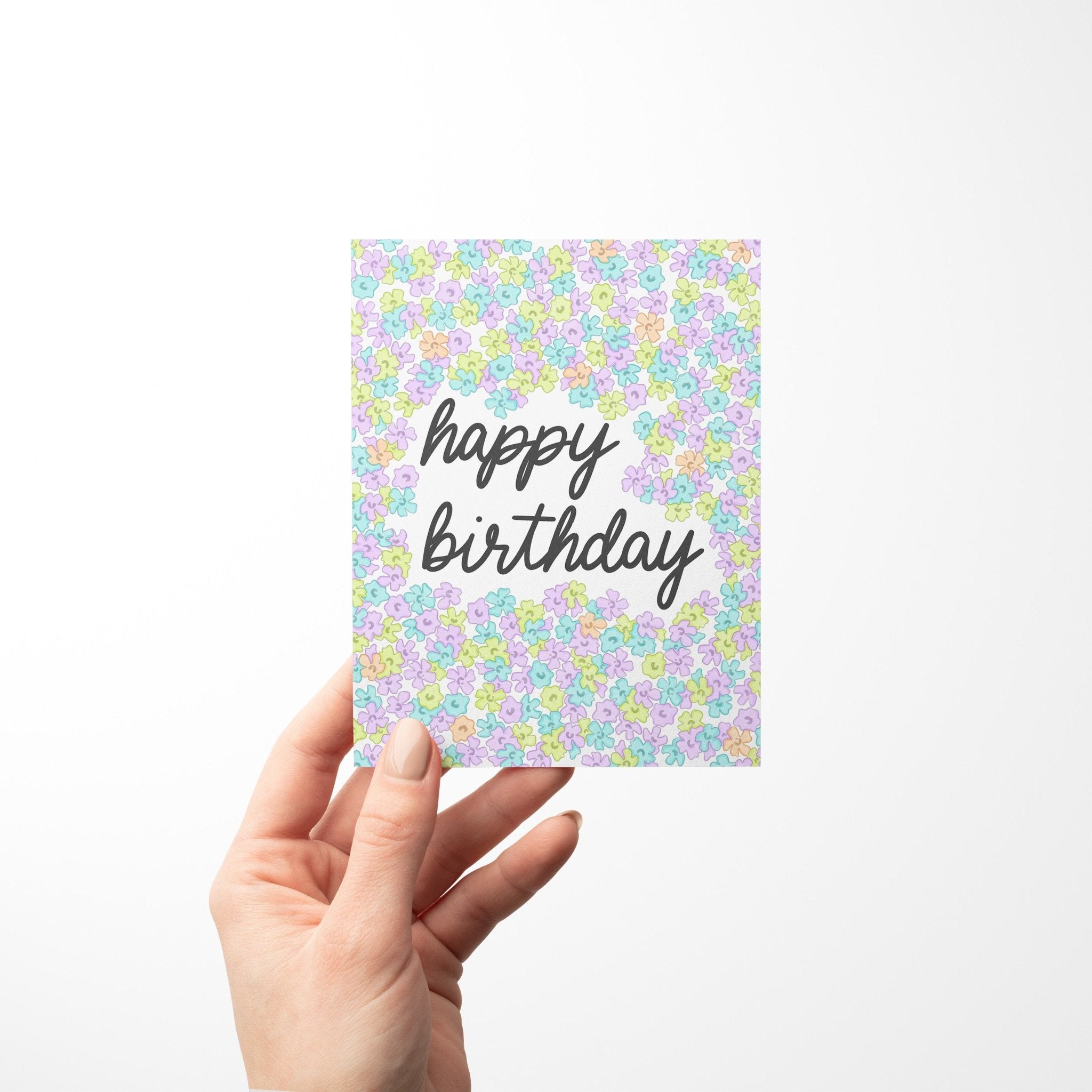 Neon Florals Birthday Card - MangoIllustrated - Greeting Cards