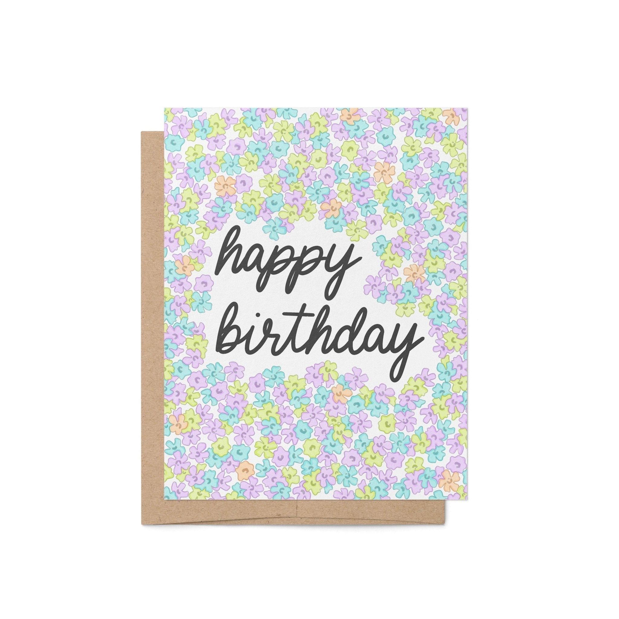 Neon Florals Birthday Card - MangoIllustrated - Greeting Cards