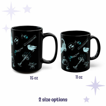 Cybergoth zombie icons mug shown in 15 oz and 11 oz sizes side by side on a white background
