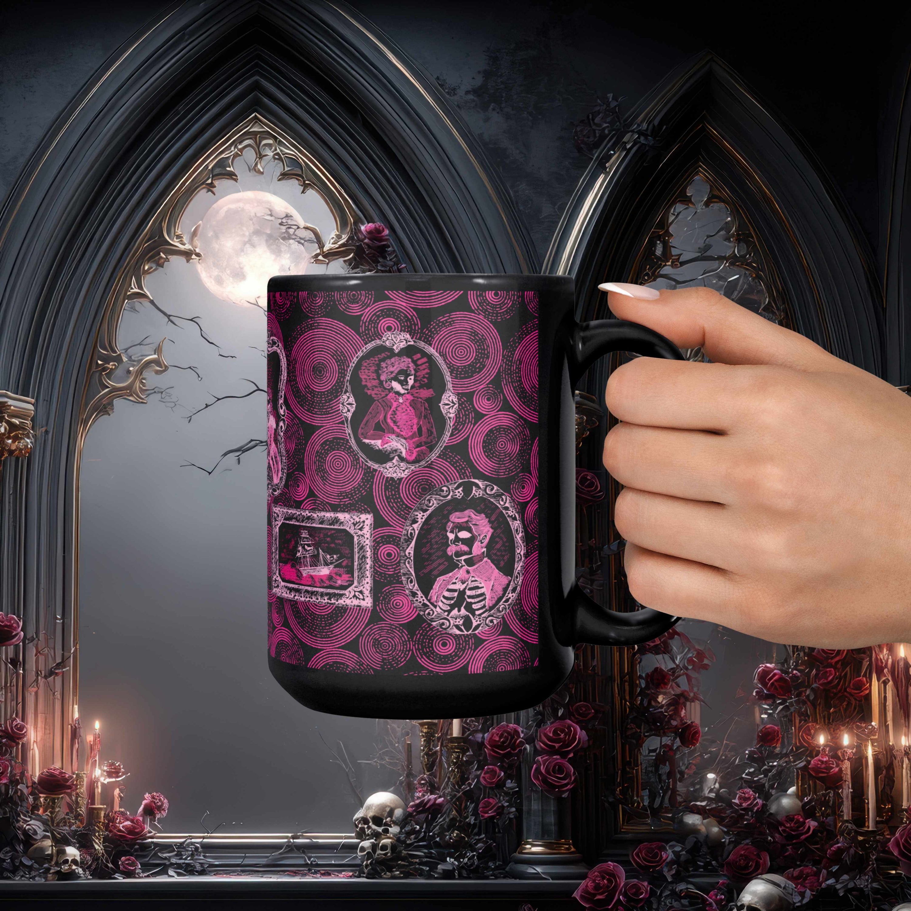 Domestic Zombie Portrait Gallery Mug, Neon Pink