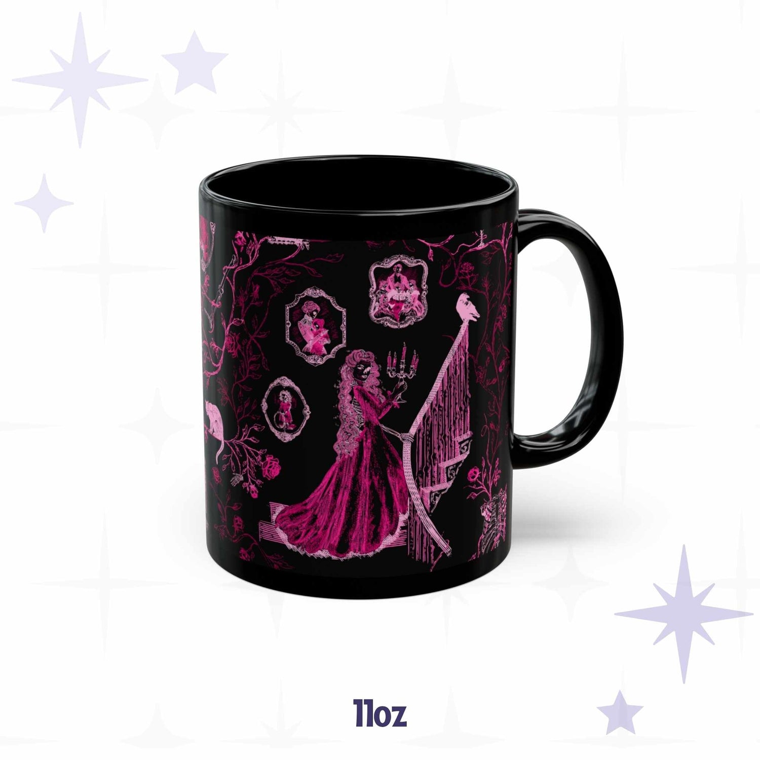Domestic Zombie Toile Mug, Neon Pink
