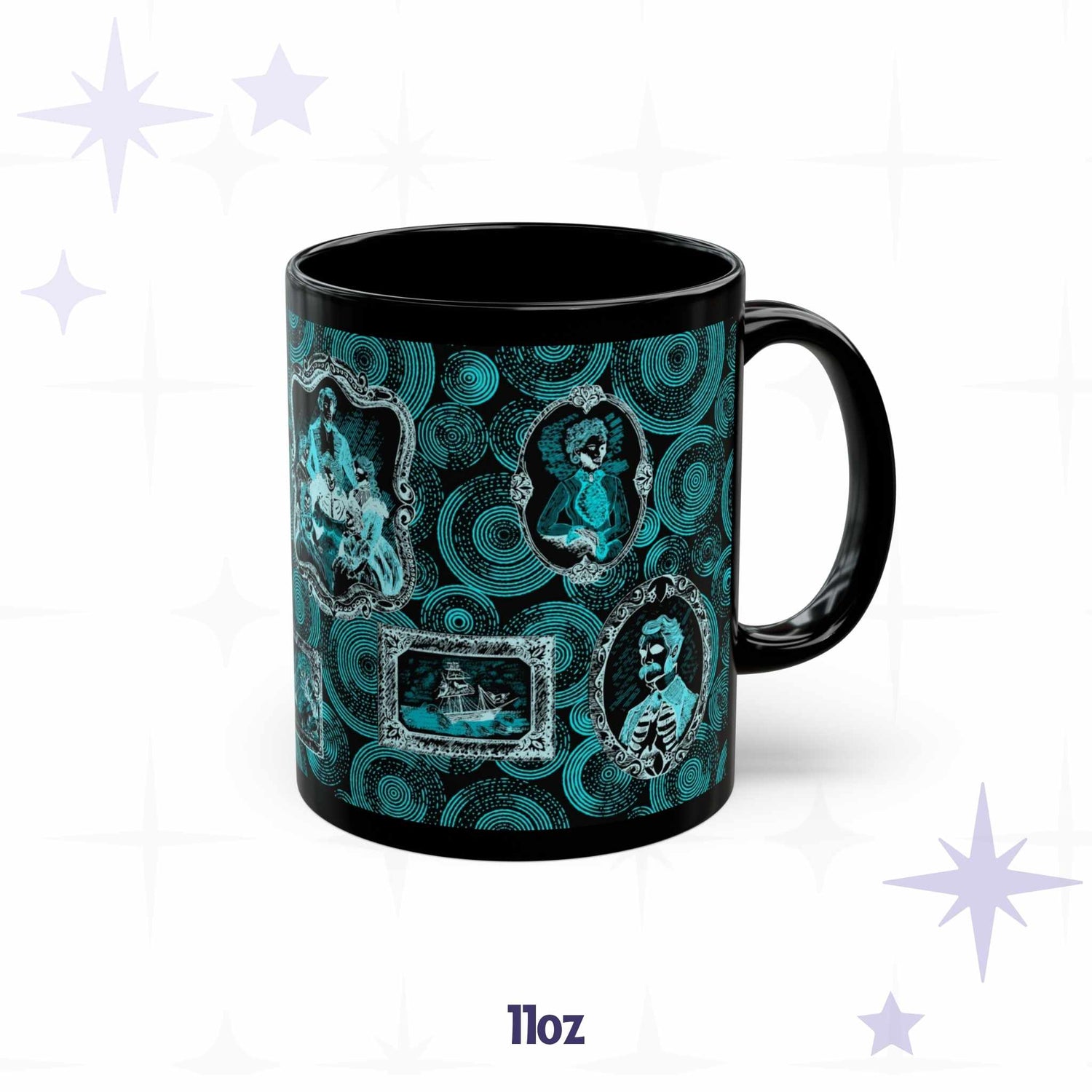 Domestic Zombie Portrait Gallery Mug, Neon Cyan