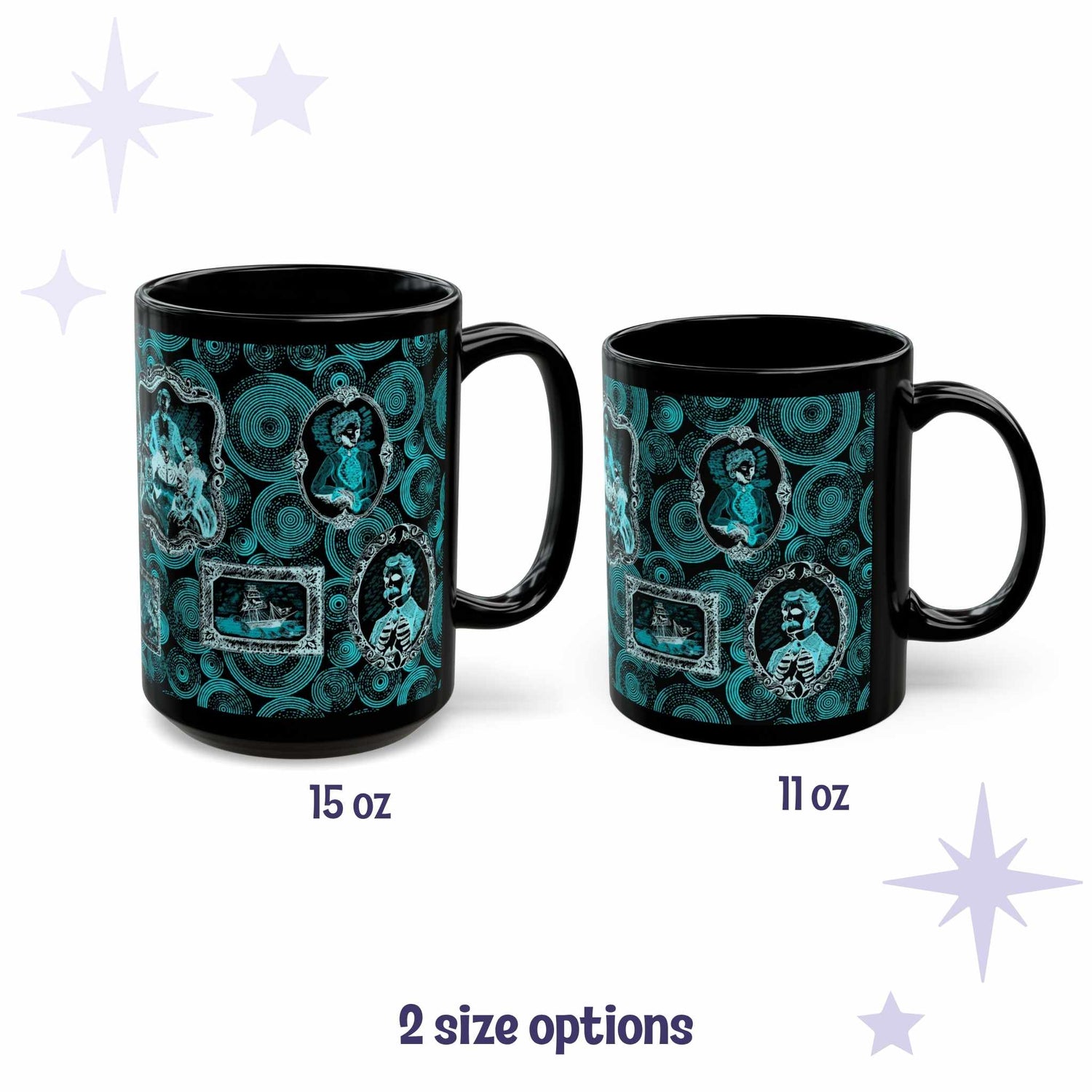 Domestic Zombie Portrait Gallery Mug, Neon Cyan