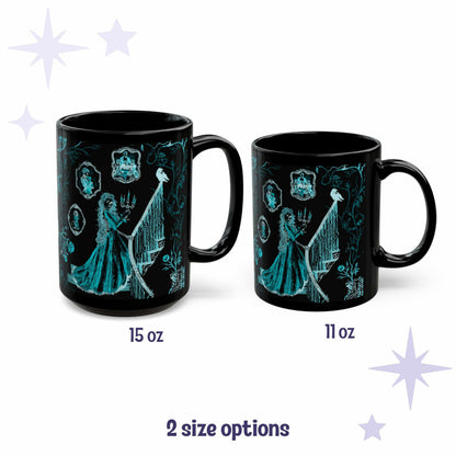 Domestic Zombie Toile Mug, Neon Cyan