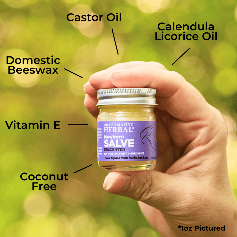 Newborn Salve 1oz Lifestyle Outdoor Ingredients Infographic